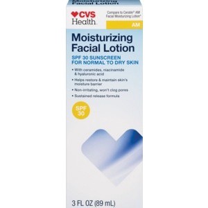 slide 1 of 1, CVS Health Am Moisturizing Facial Lotion For Normal To Dry Skin Spf 30, 3 fl oz