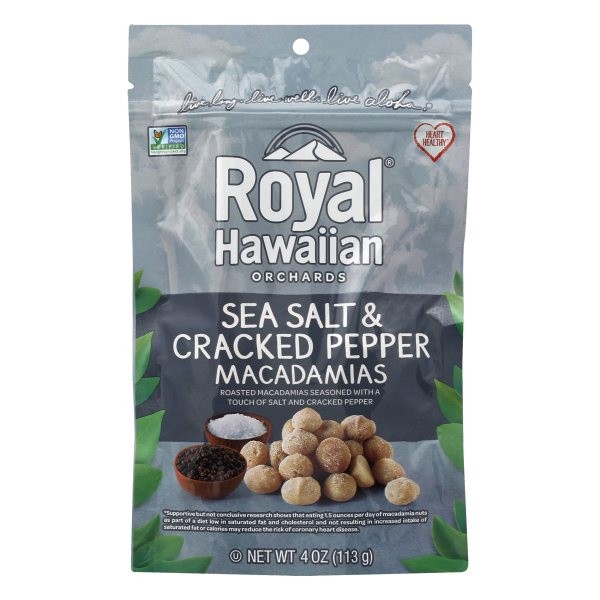 slide 1 of 2, Royal Hawaiian Orchards Sea Salt & Cracked Pepper Macadamias 4 oz, 4 oz