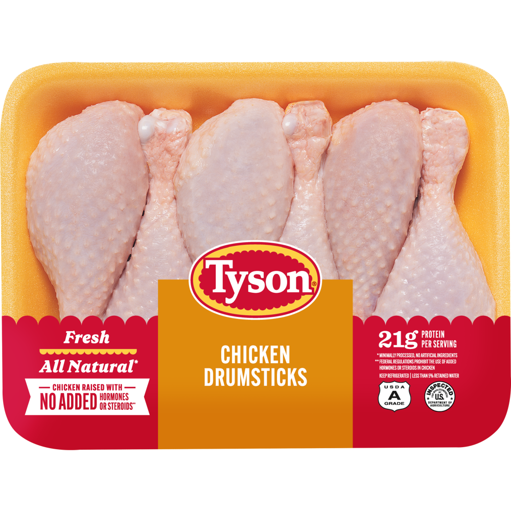 slide 1 of 6, Tyson® All Natural Fresh Chicken Drumsticks, per lb
