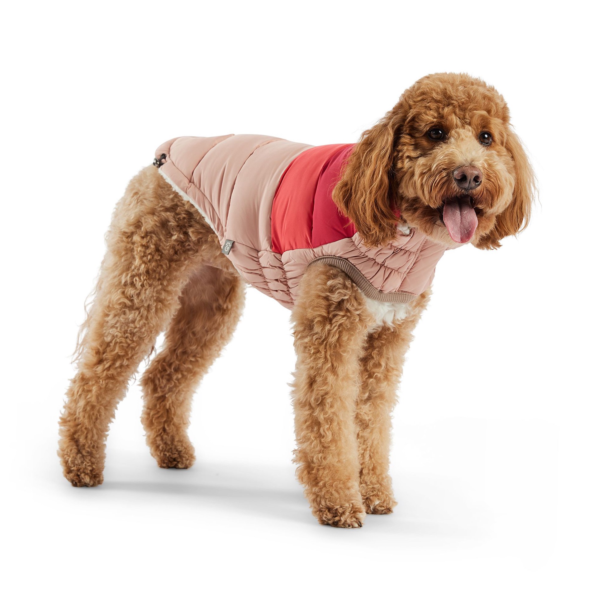 slide 1 of 1, GF Pet Elasto-Fit Color Block Puffer for Dogs, Small, Pink, 1 ct