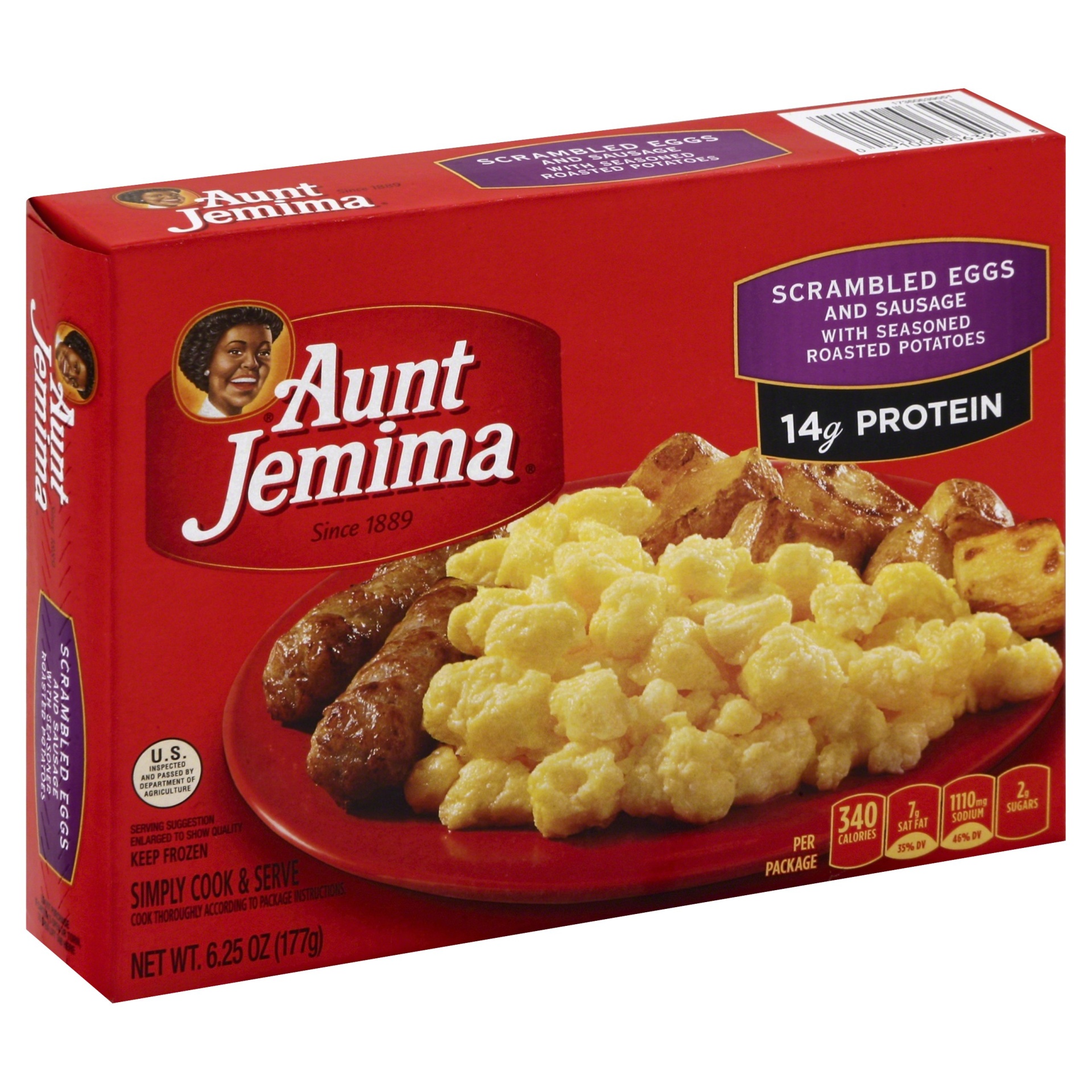 slide 1 of 1, Aunt Jemima Scrambled Eggs & Sausage with Seasoned Roasted Potatoes, 6.25 oz