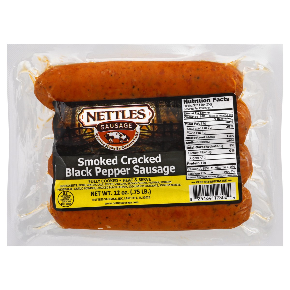 slide 12 of 13, Nettles Smoked Cracked Black Pepper Sausage 12 oz, 12 oz