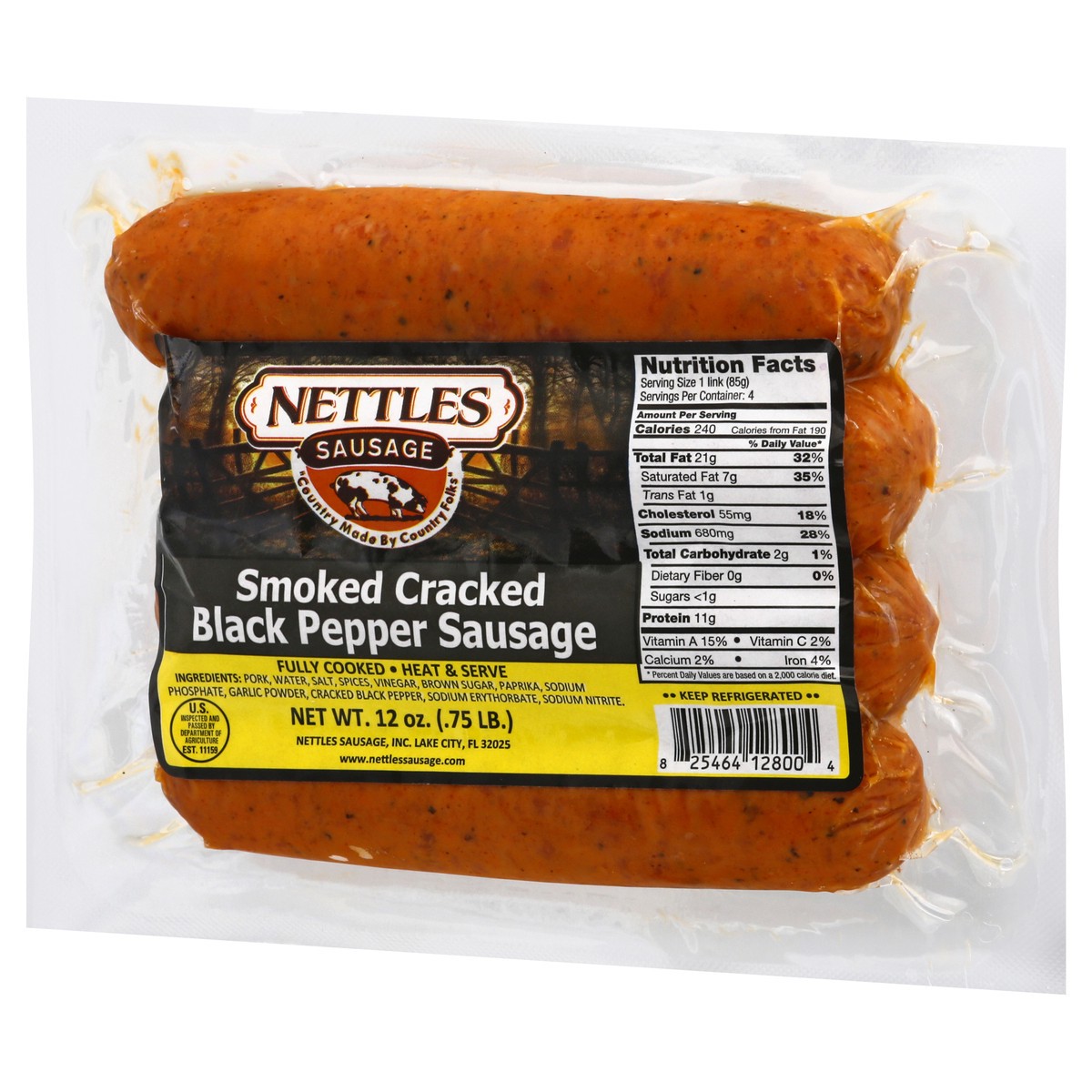 slide 5 of 13, Nettles Smoked Cracked Black Pepper Sausage 12 oz, 12 oz