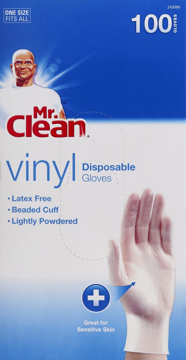 slide 1 of 6, Mr. Clean Disposable Vinyl Gloves, 100 ct