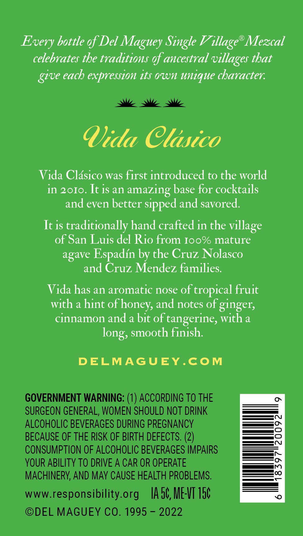 slide 8 of 9, Del Maguey VIDA Clasico Mezcal 750mL, 84 Proof, 750 ml