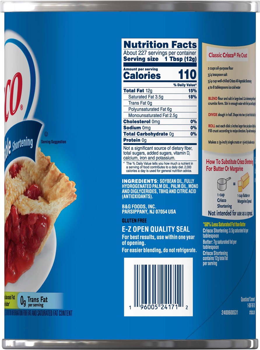 slide 7 of 12, Crisco All Vegetable Shortening, 96 oz, 6 lb