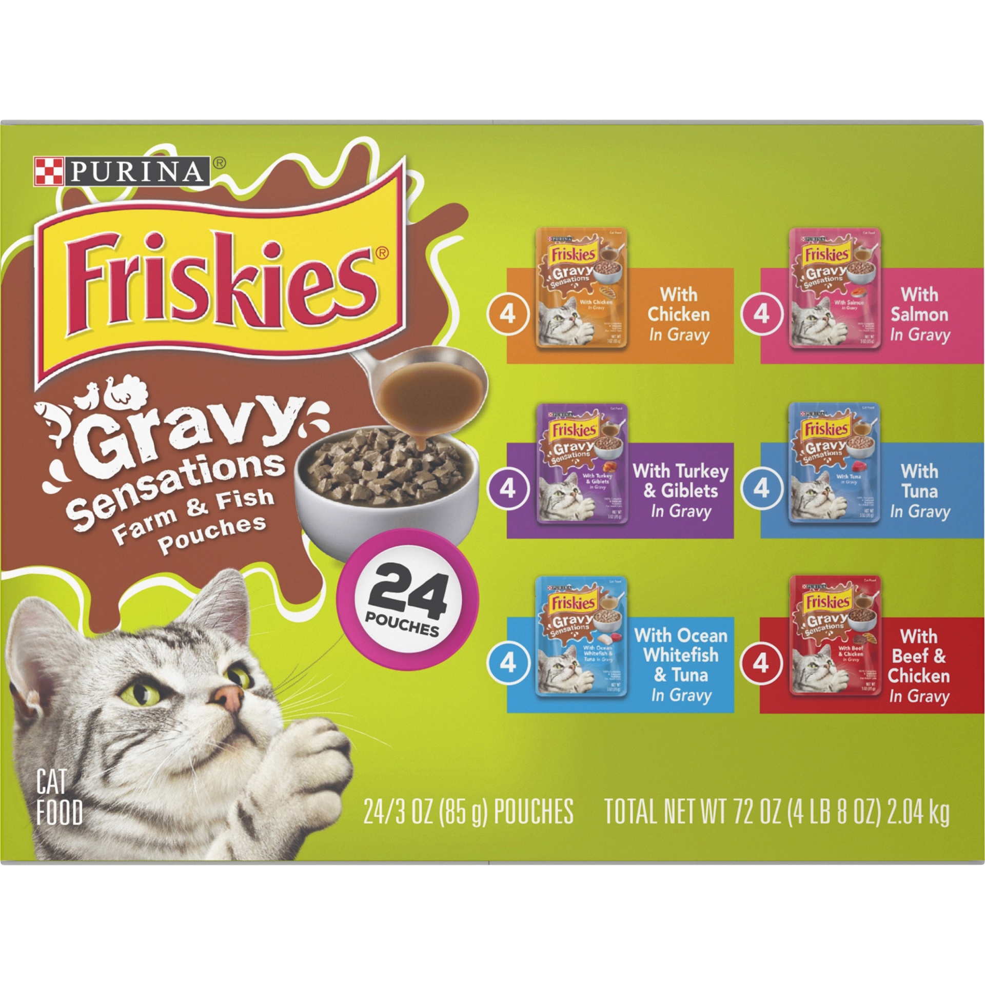 slide 4 of 9, Friskies Gravy Sensations Pouch Favorites Cat Food Pouches, 24 ct; 3 oz