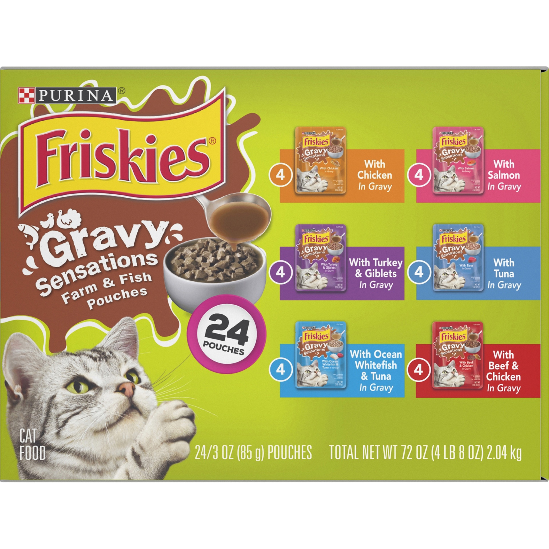 slide 5 of 9, Friskies Gravy Sensations Pouch Favorites Cat Food Pouches, 24 ct; 3 oz