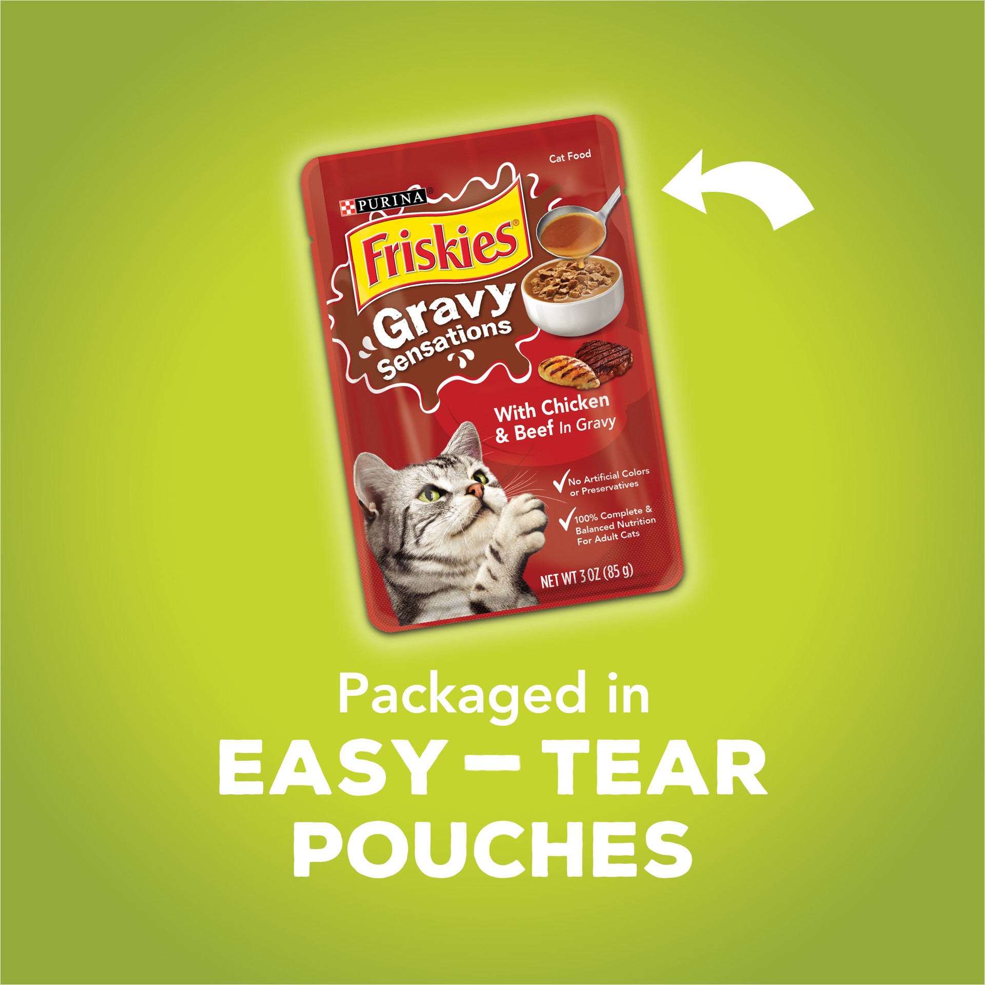 slide 4 of 8, Friskies Purina Friskies Gravy Wet Cat Food Variety Pack, Gravy Sensations Farm and Fish Pouches, 4.5 lb