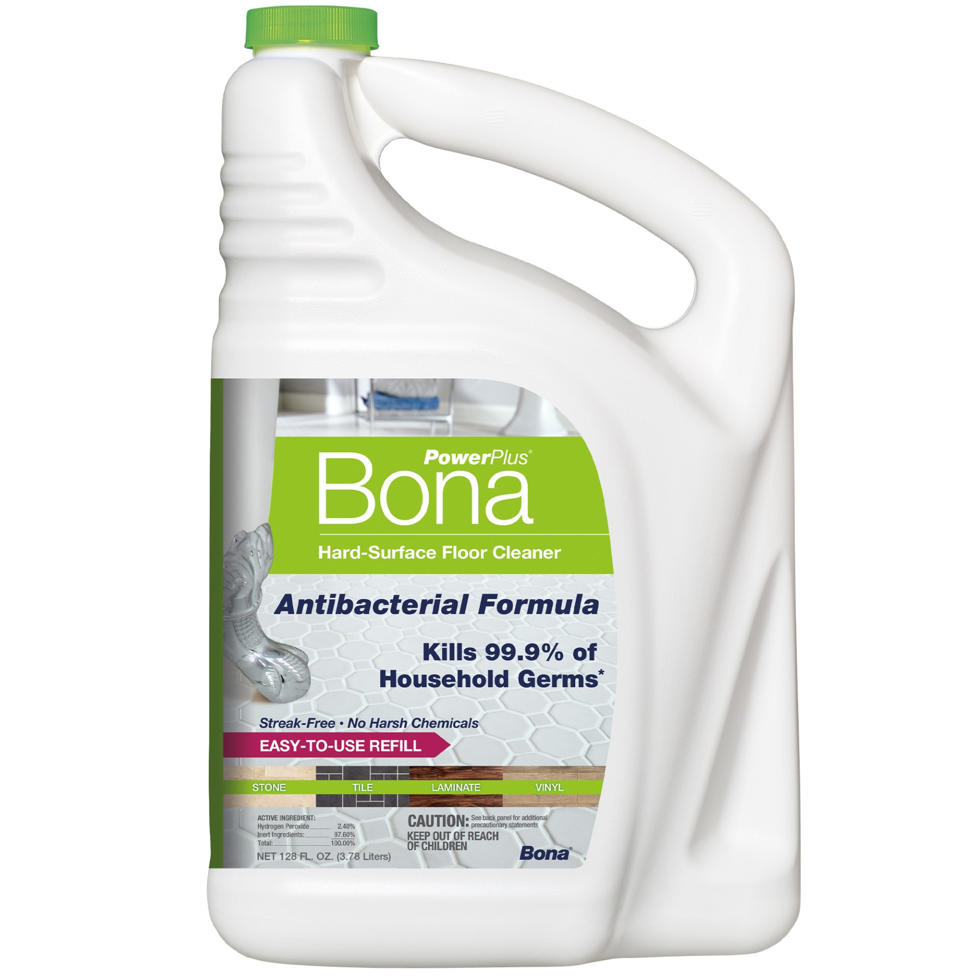 slide 1 of 7, Bona PowerPlus Hard-Surface Antibacterial Floor Cleaner, 128 oz