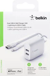 Belkin Dual UASB-A 12 Watt Wall Charger, White