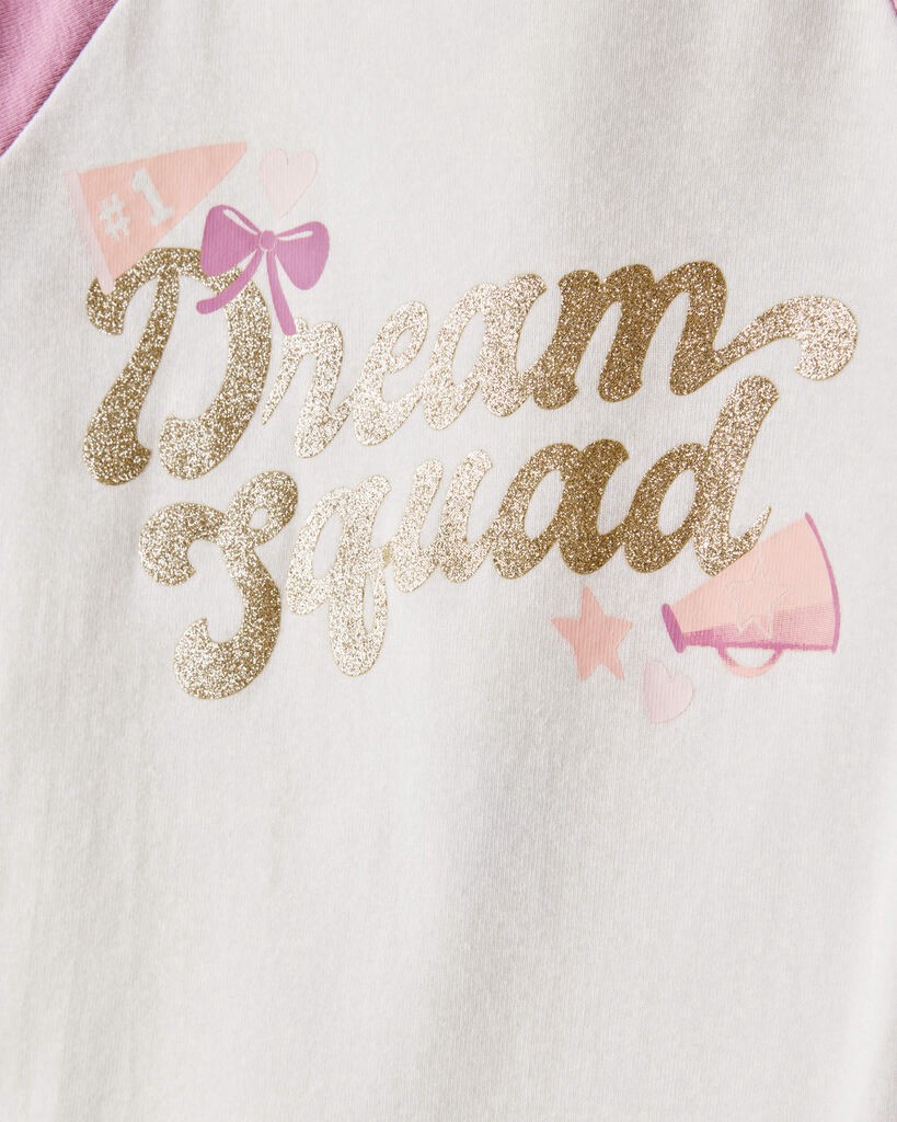 slide 4 of 4, Carter's Girls Cheerleading Print 100% Cotton Long-Sleeve 4-Piece Pajamas - White/Pink Multi 5, 4 pc