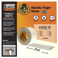 slide 7 of 13, Gorilla Tough & Wide White Tape 25yd, 25 yd