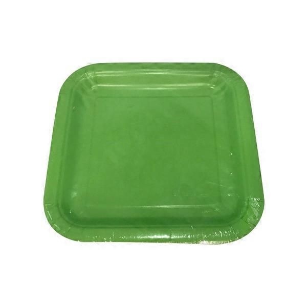 slide 1 of 1, Premier Stylz Lime Green Square Plates, 12 ct