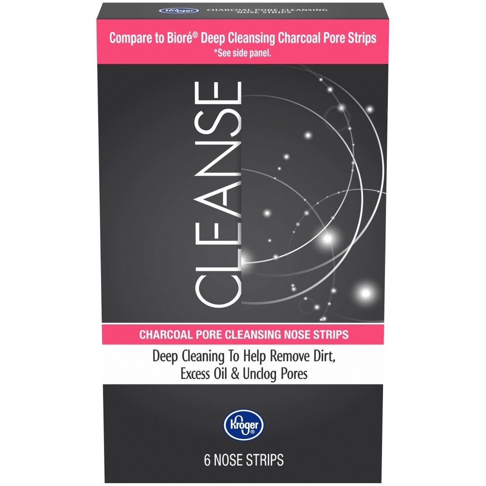 slide 1 of 1, Kroger Cleanse Charcoal Pore Cleansing Nose Strips, 6 ct