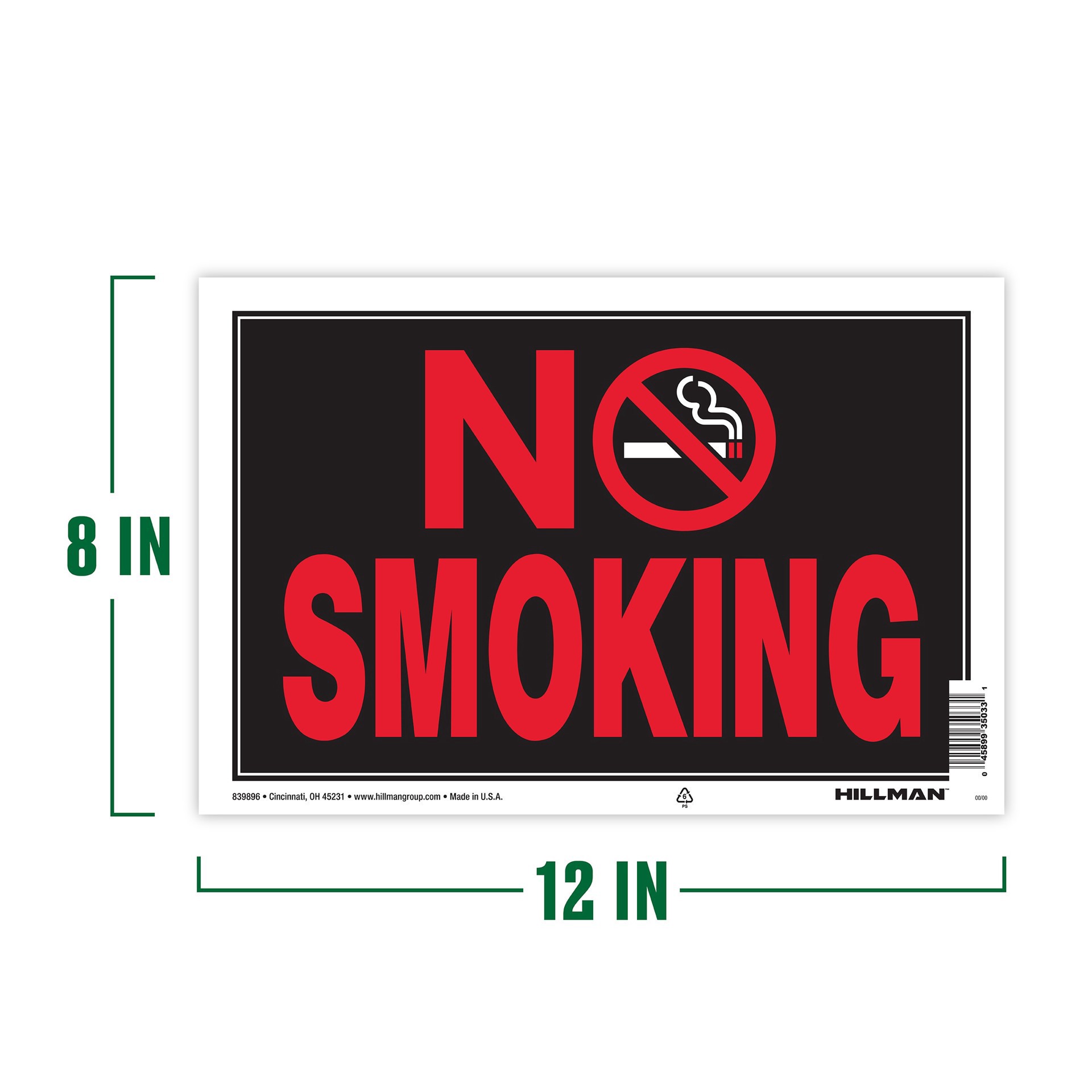 slide 6 of 6, No Smoking Sign 8X12, 1 ct