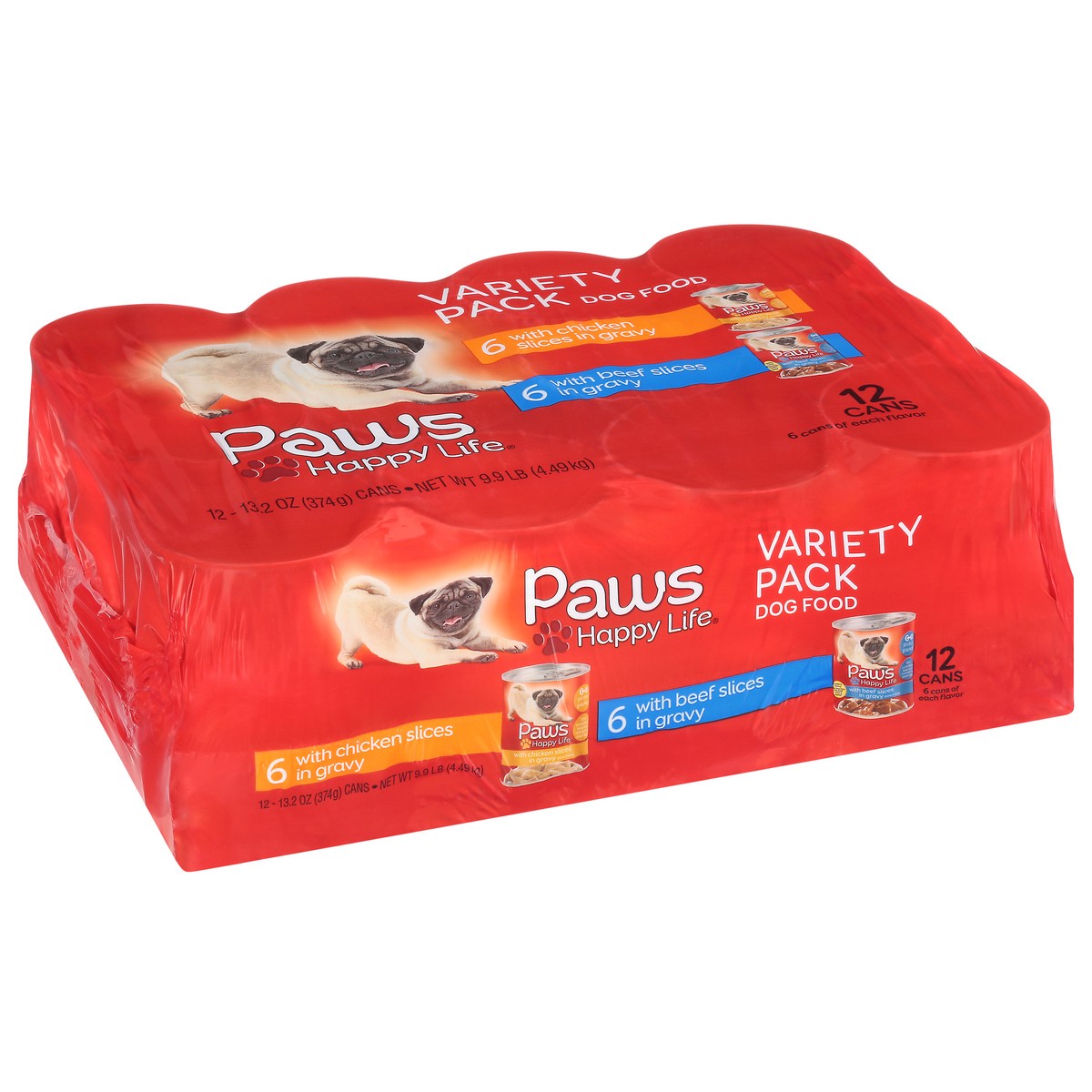 slide 3 of 9, Paws Happy Life Variety Pack Chicken Slices in Gravy/Beef Slices in Gravy Dog Food 12 ea, 12 ct