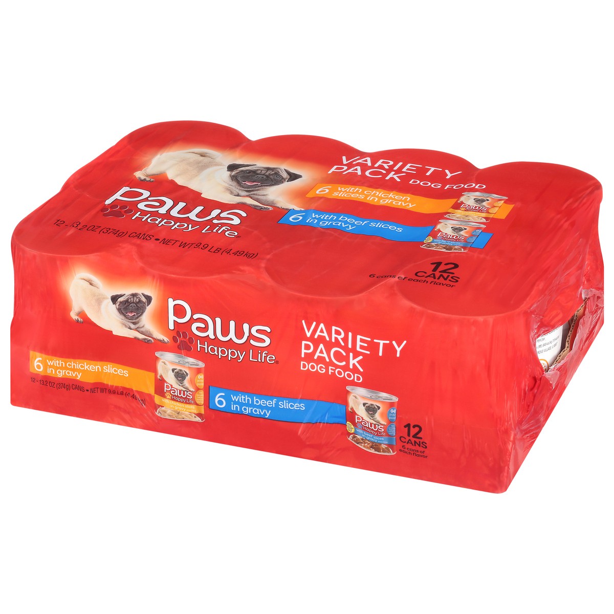 slide 4 of 9, Paws Happy Life Variety Pack Chicken Slices in Gravy/Beef Slices in Gravy Dog Food 12 ea, 12 ct