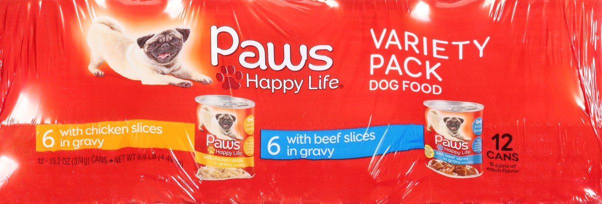 slide 5 of 9, Paws Happy Life Variety Pack Chicken Slices in Gravy/Beef Slices in Gravy Dog Food 12 ea, 12 ct