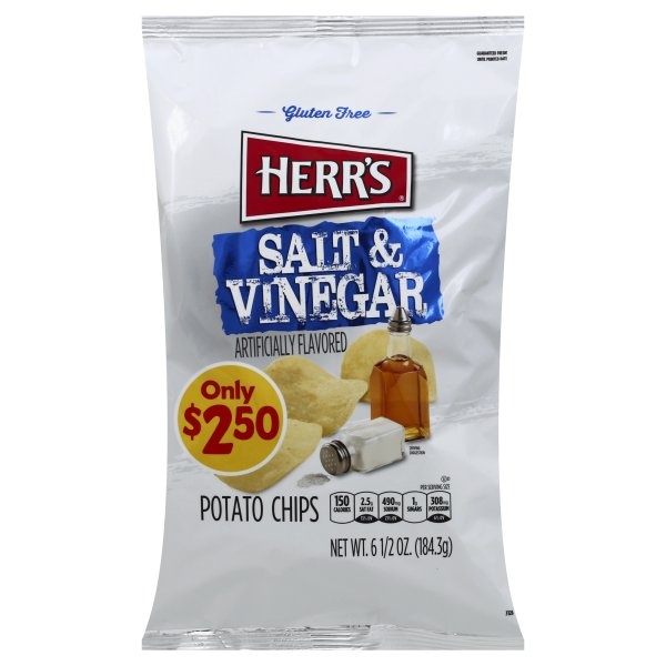 slide 1 of 1, Herr's Salt & Vinegar Chip, 6.5 oz