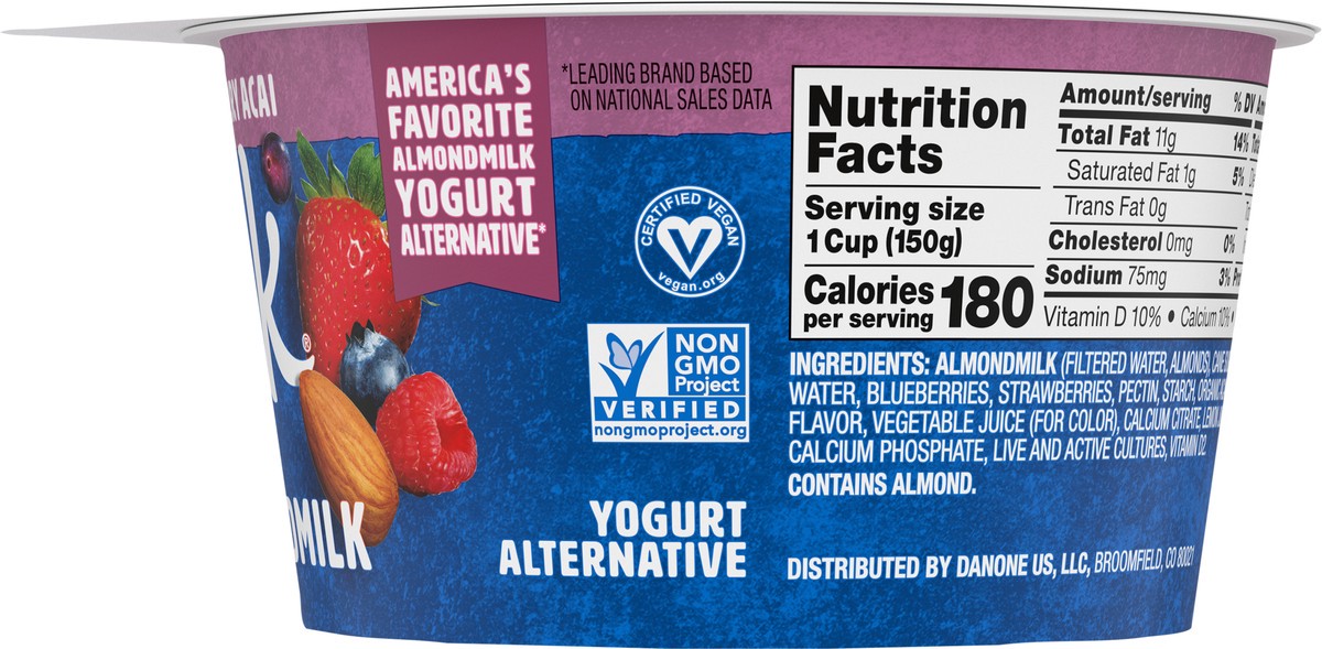 slide 14 of 15, Silk Mixed Berry Acai Dairy Free, Almond Milk Yogurt Alternative, Rich and Creamy Plant Based Yogurt with 5 Grams of Protein, 5.3 OZ Container, 5.3 oz