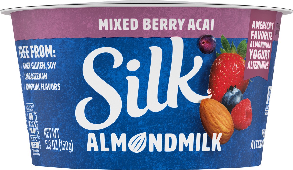 slide 9 of 15, Silk Mixed Berry Acai Dairy Free, Almond Milk Yogurt Alternative, Rich and Creamy Plant Based Yogurt with 5 Grams of Protein, 5.3 OZ Container, 5.3 oz