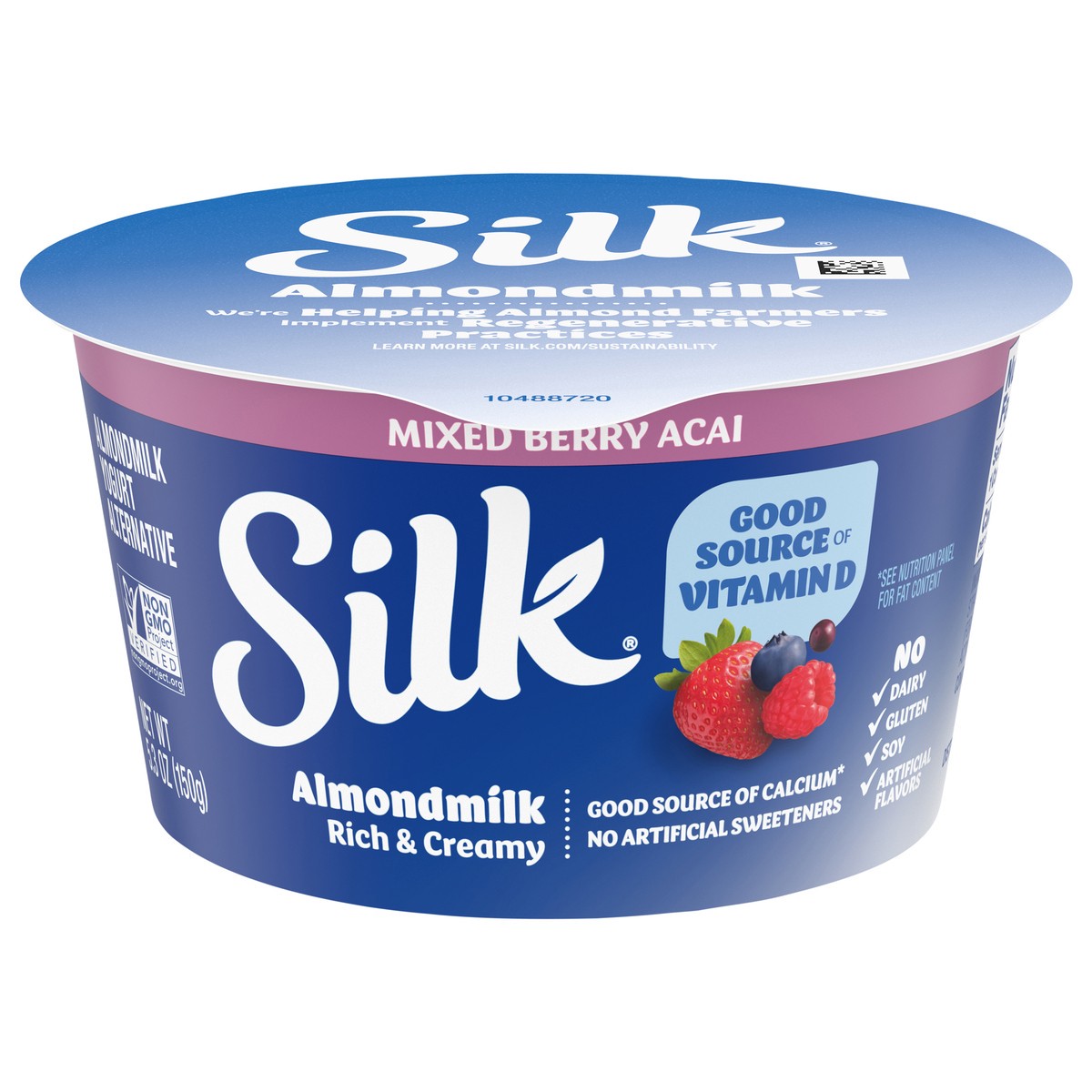 slide 1 of 15, Silk Mixed Berry Acai Dairy Free, Almond Milk Yogurt Alternative, Rich and Creamy Plant Based Yogurt with 5 Grams of Protein, 5.3 OZ Container, 5.3 oz