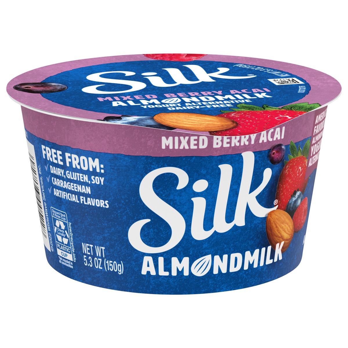 slide 13 of 15, Silk Mixed Berry Acai Dairy Free, Almond Milk Yogurt Alternative, Rich and Creamy Plant Based Yogurt with 5 Grams of Protein, 5.3 OZ Container, 5.3 oz