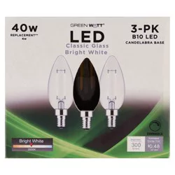 Green Watt B10 40-Watt Clear E12 LED Light Bulbs - Bright White