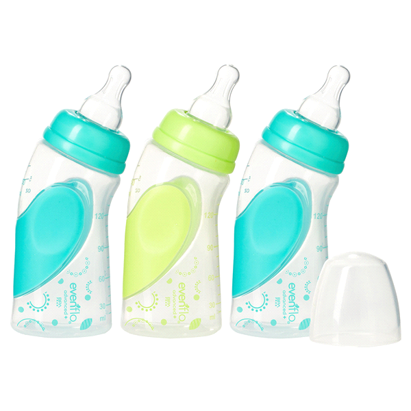 slide 1 of 1, Evenflo Advanced Plus Angled & Vented Bottles, 3 ct; 6 oz