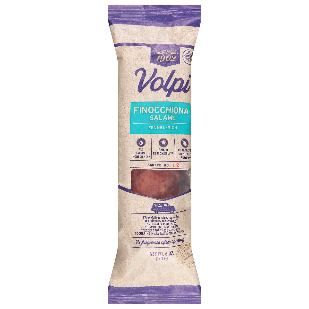 slide 1 of 12, Volpi Euro Source Salami Salsiccia Fennel, 6 oz