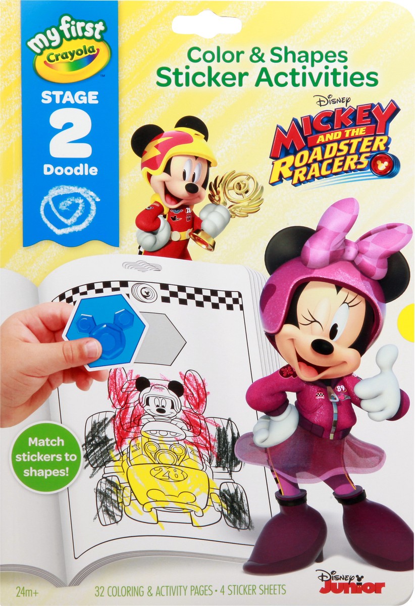 slide 5 of 10, Crayola My First Disney Mickey and The Roadster Racers Stage 2 Doodle Color & Shapes Sticker Activities 1 ea, 1 ea