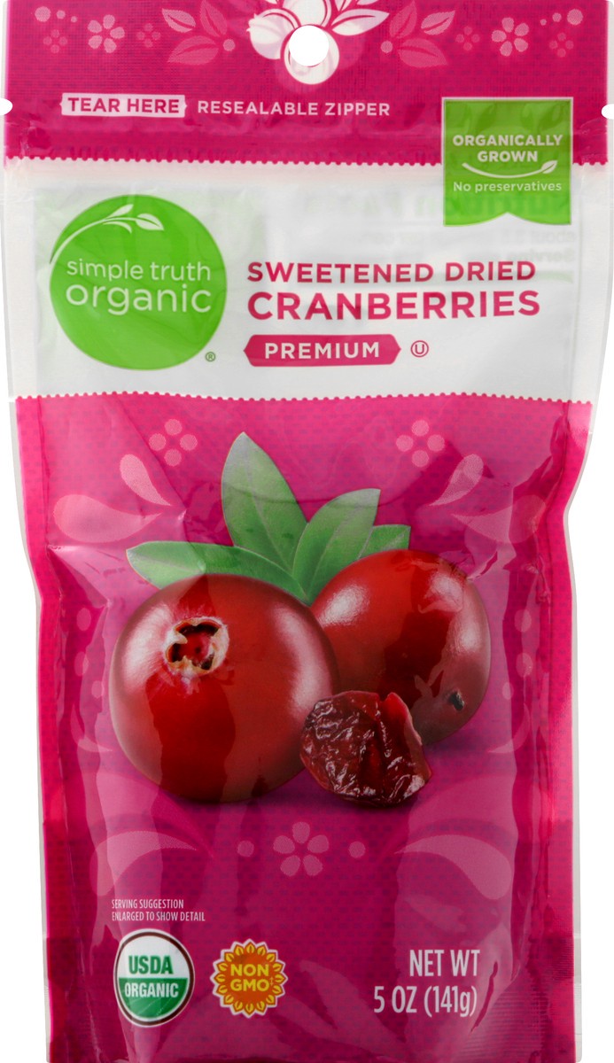 slide 4 of 8, Simple Truth Organic Premium Sweetened Dried Cranberries, 5 oz