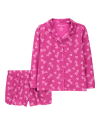 Carter's Kid 2-Piece Barbie Coat Style Poly Pajamas Pink 4