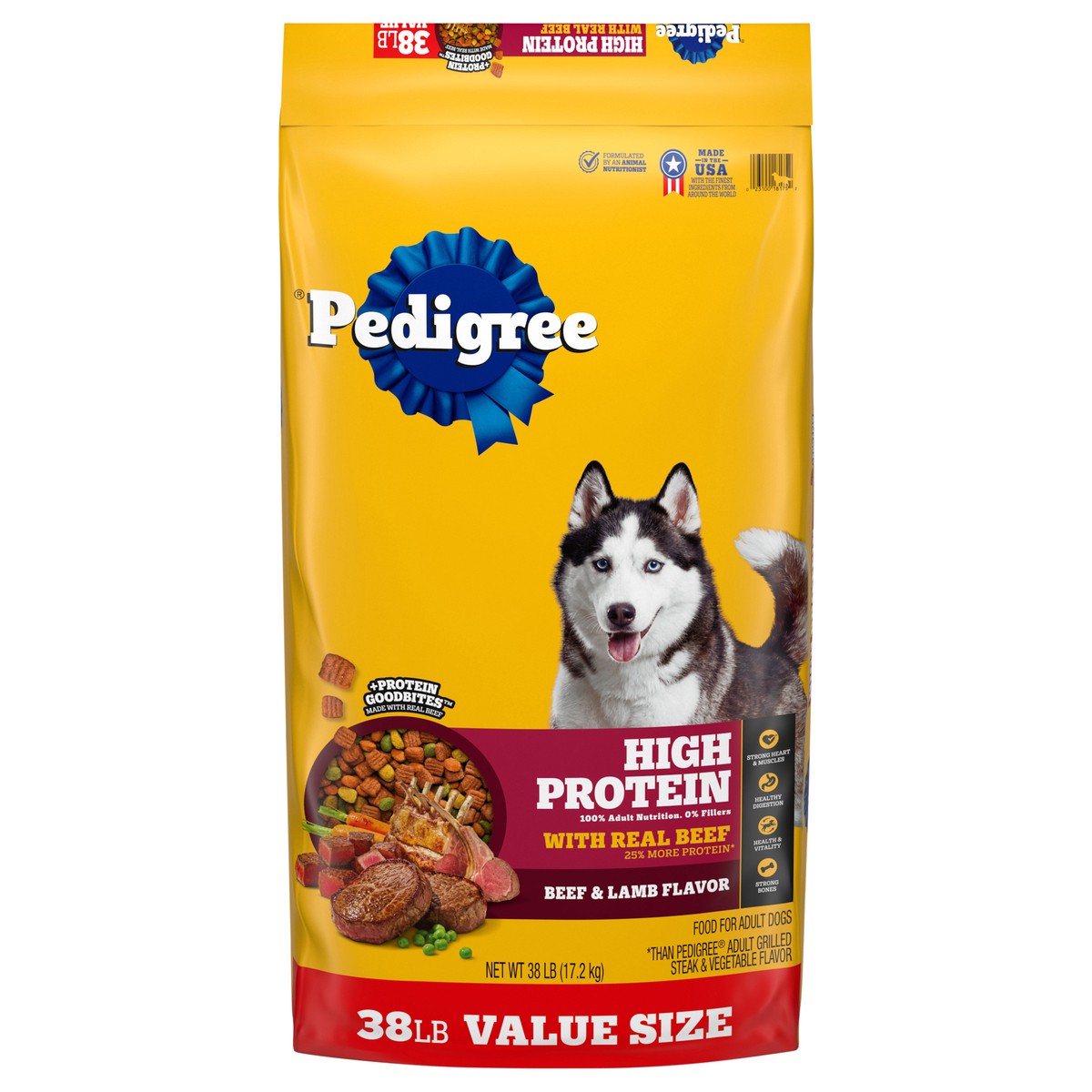 slide 1 of 15, Pedigree High Protein Adult Dry Dog Food, Beef and Lamb Flavor, 38 lb, 38 lb