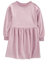 Carter's Kid Long-Sleeve Velour Dress Pink 4