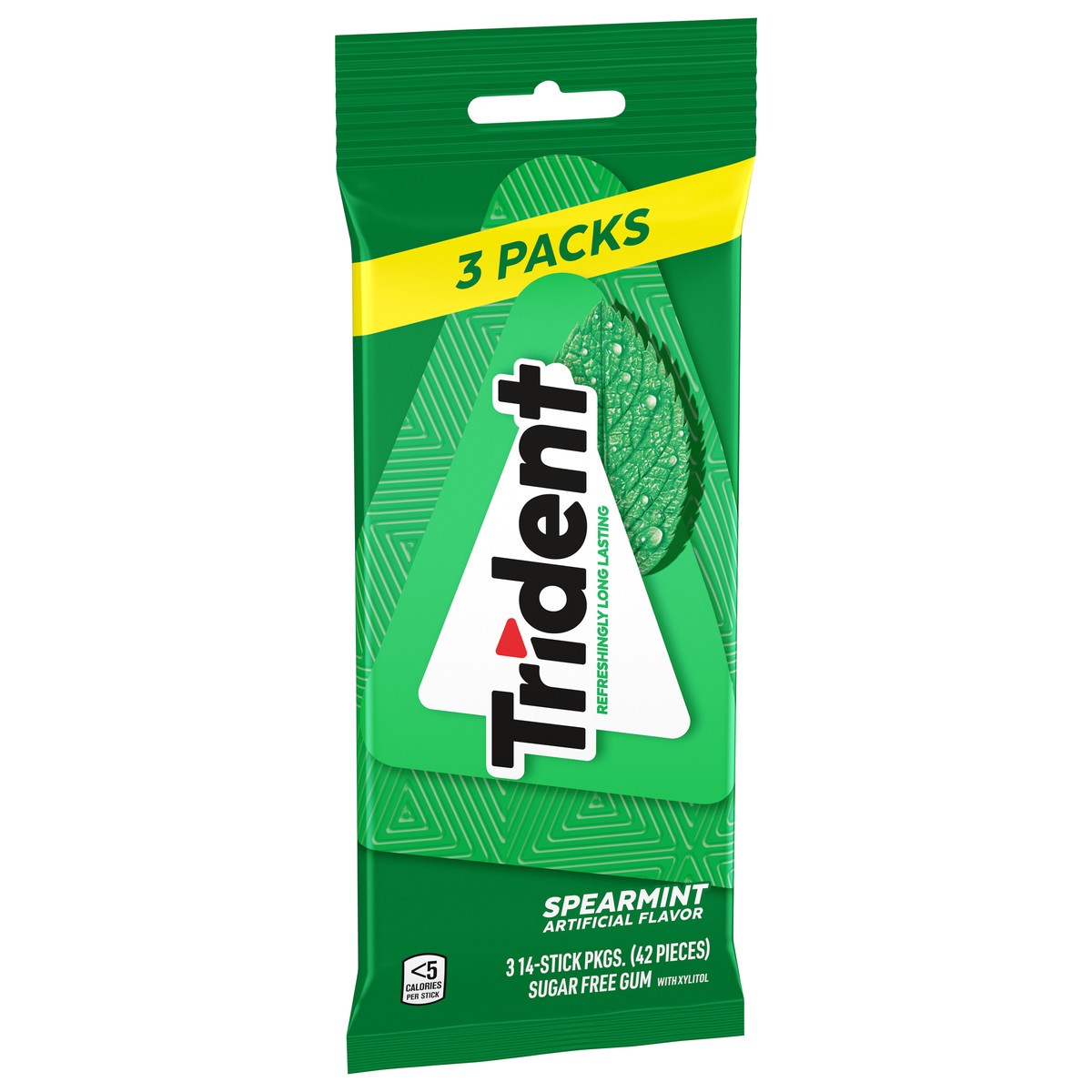 slide 2 of 11, Trident Spearmint Sugar Free Gum - 3ct/2.8oz, 42 ct