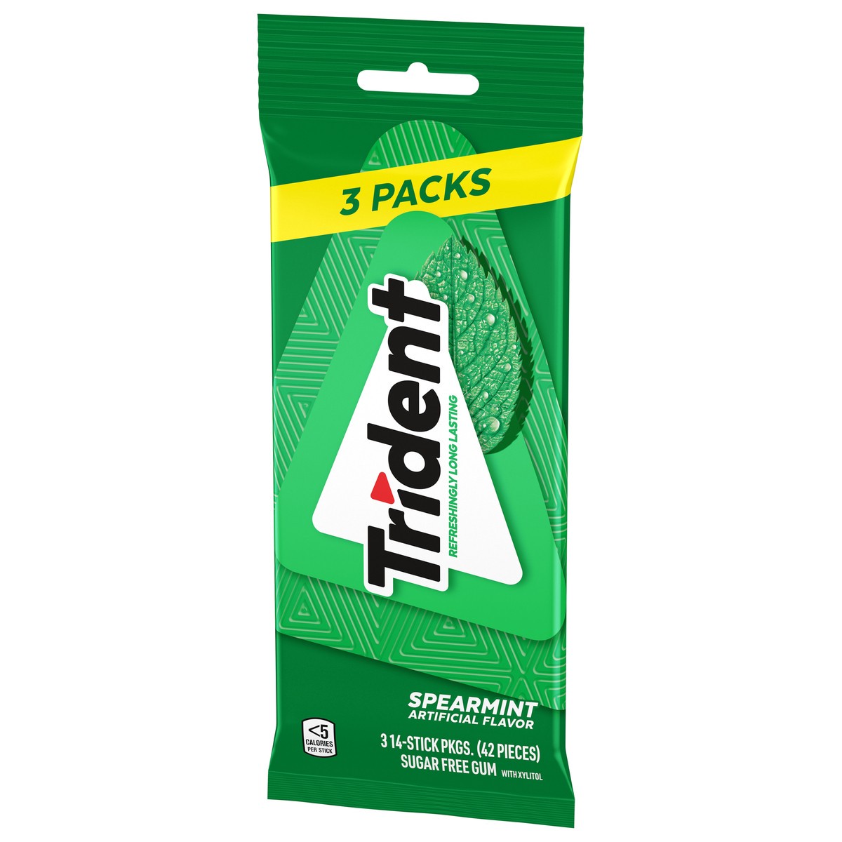 slide 3 of 11, Trident Spearmint Sugar Free Gum - 3ct/2.8oz, 42 ct