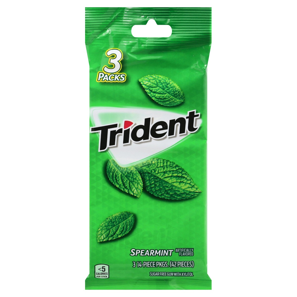 slide 1 of 11, Trident Spearmint Sugar Free Gum - 3ct/2.8oz, 42 ct