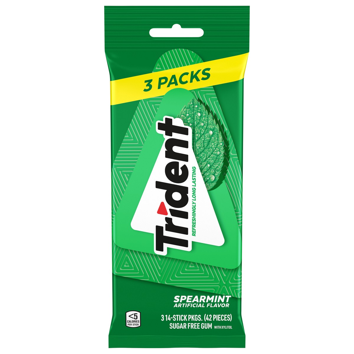 slide 11 of 11, Trident Spearmint Sugar Free Gum - 3ct/2.8oz, 42 ct