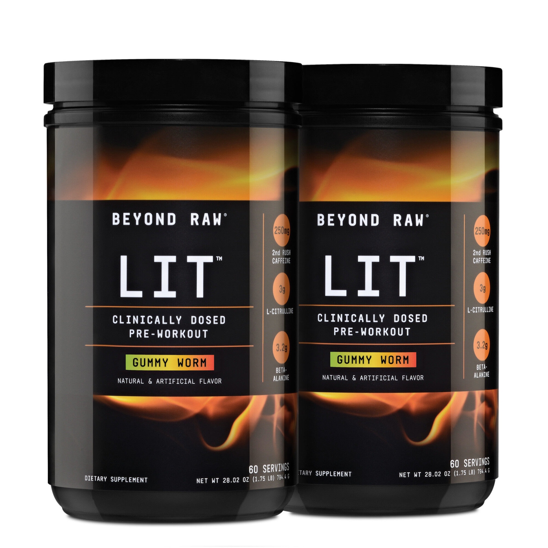 slide 1 of 1, Beyond Raw LIT - Gummy Worm - Twin Pack, 1 ct