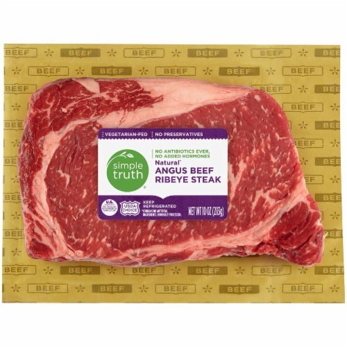 slide 1 of 2, Simple Truth Natural Angus Beef Ribeye Steak, 10 oz