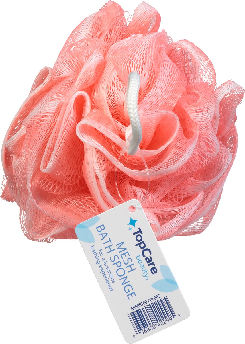 slide 5 of 11, TopCare Beauty Assorted Colors Mesh Bath Sponge 1 ea, 1 ct