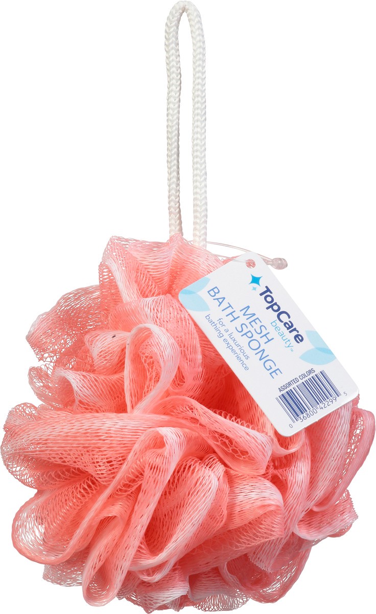 slide 6 of 11, TopCare Beauty Assorted Colors Mesh Bath Sponge 1 ea, 1 ct