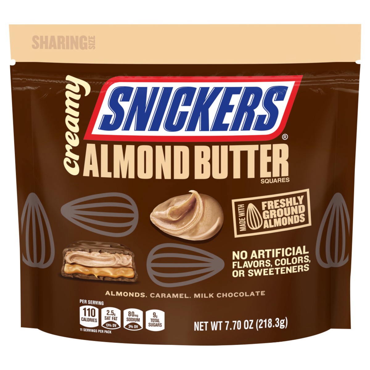 slide 6 of 7, Snickers Creamy SNICKERS Almond Butter Square Candy Bars, 7.7 Ounce Bag, 7.7 oz