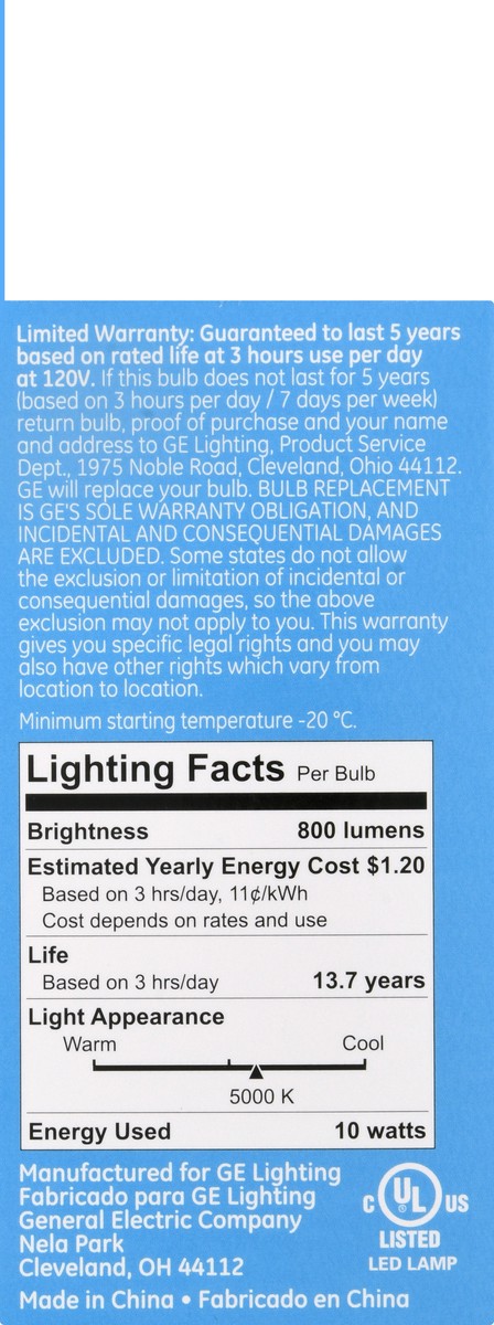 slide 6 of 11, GE LED Daylight 10 Watts Light Bulb 1 ea, 1 ct