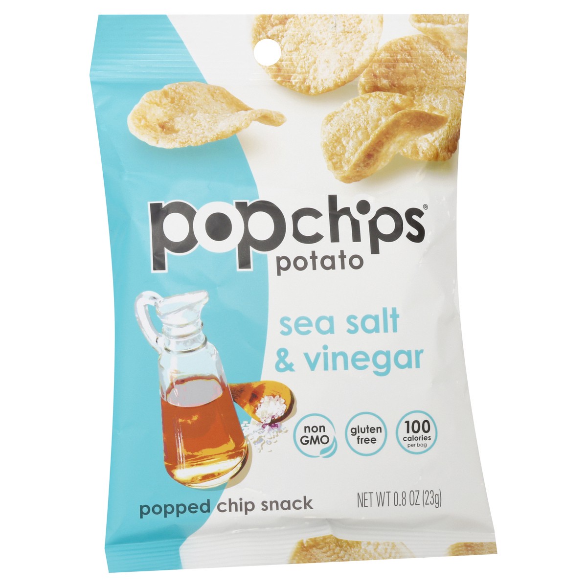 slide 2 of 10, popchips Sea Salt & Vinegar Potato Popped Chips, 0.8 oz