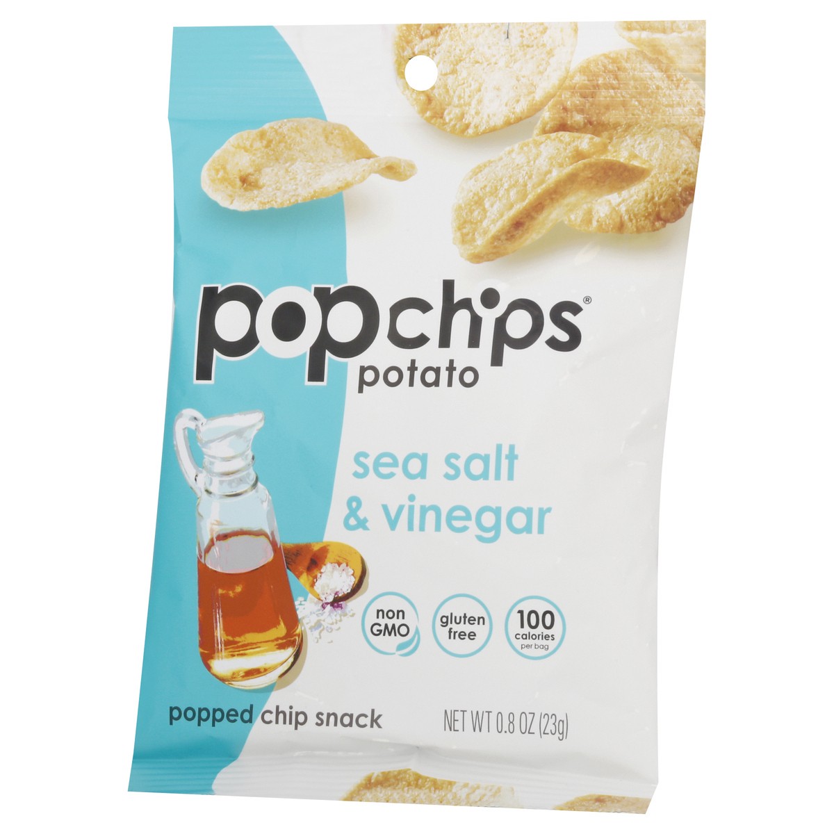 slide 3 of 10, popchips Sea Salt & Vinegar Potato Popped Chips, 0.8 oz