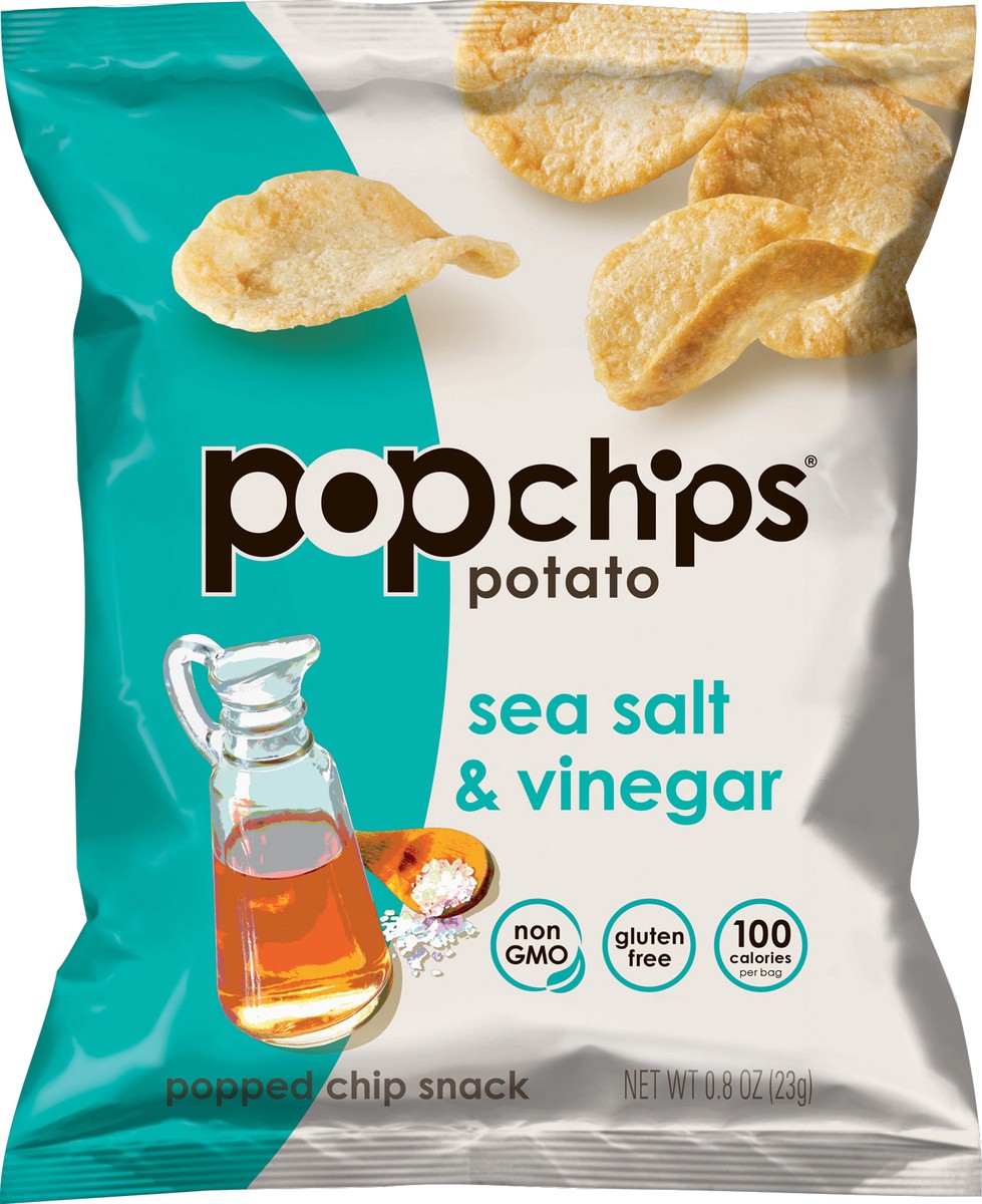 slide 9 of 10, popchips Sea Salt & Vinegar Potato Popped Chips, 0.8 oz