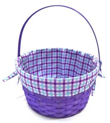 HH 10 in Lined Bamboo Basket - Purple